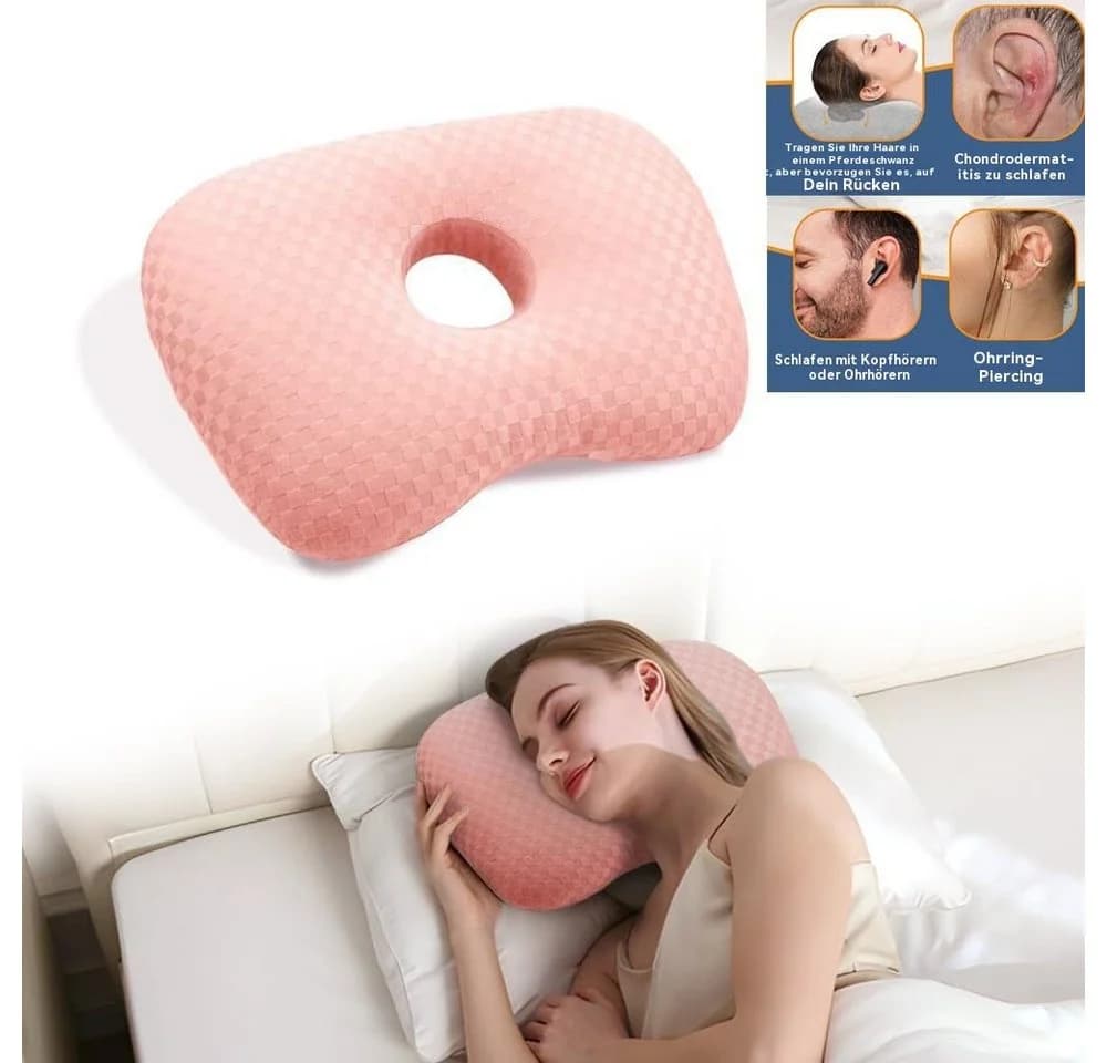 Blusmart Nackenstützkissen Ohrpiercing-Kissen mit Baumwollfüllung