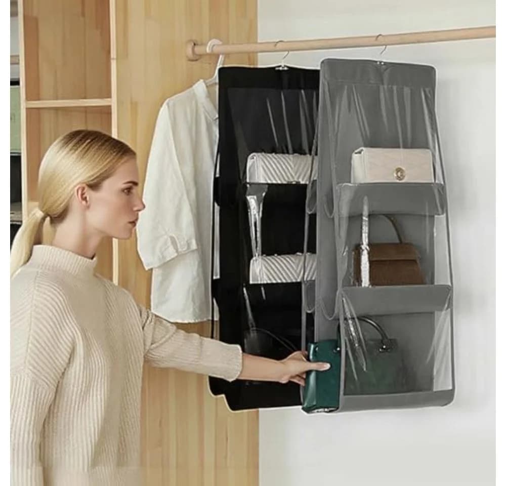 Blusmart Hängeregal Organizer Schwarz/Weiß/Grau mit 6 Fächern