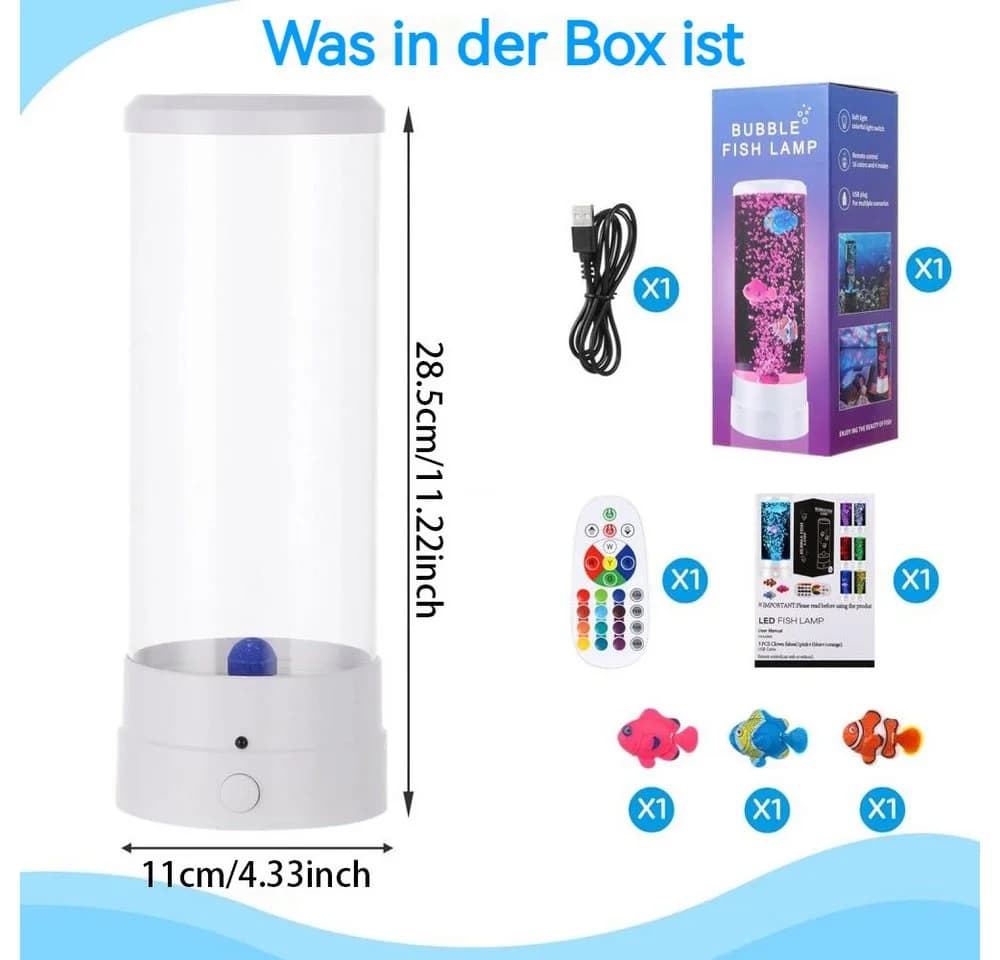 VIVIHEYDAY Lavalampe Aquarium Lampe mit Fernbedienung RGB-Licht