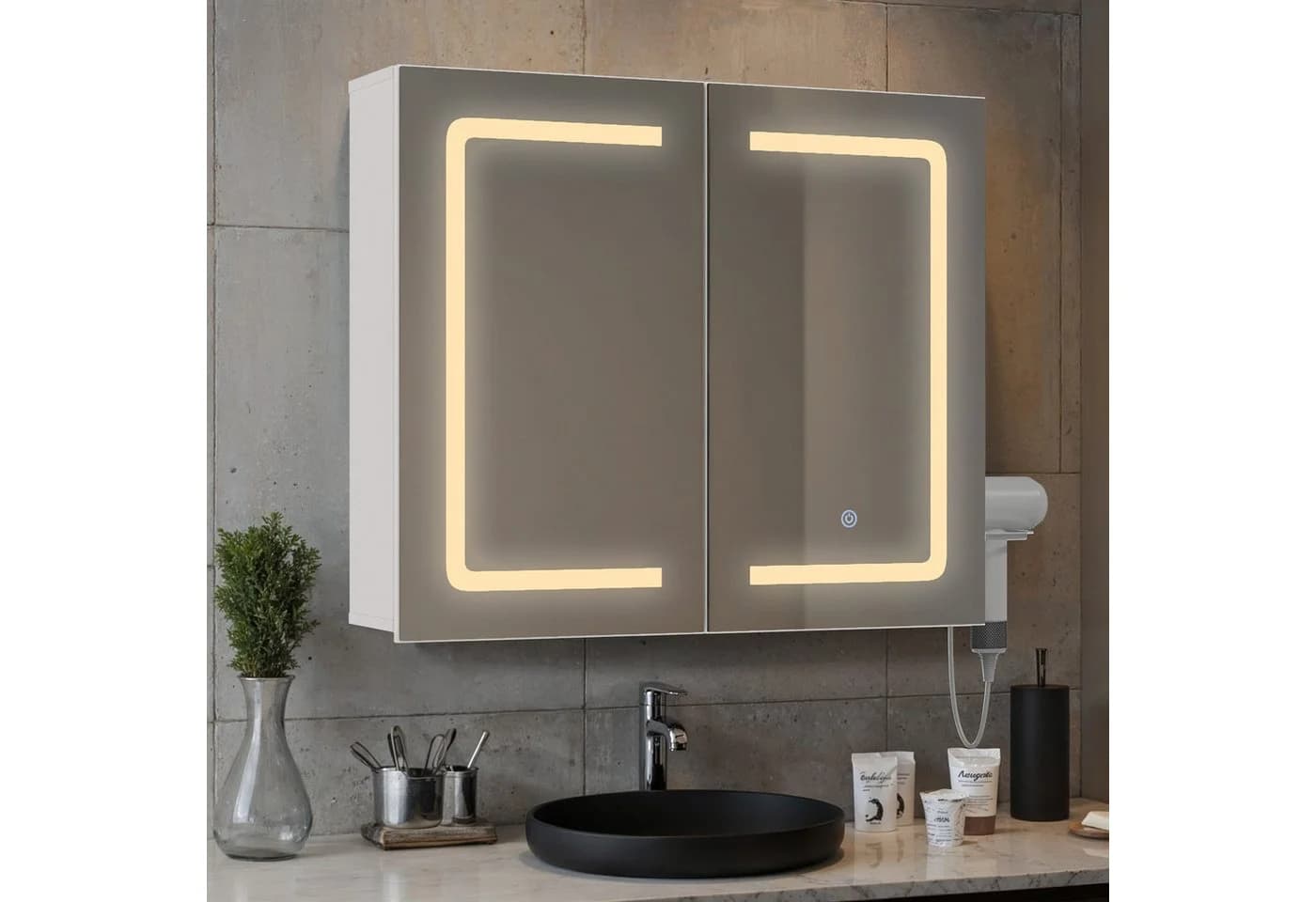 Bealife Spiegelschrank mit LED-Beleuchtung Weiß