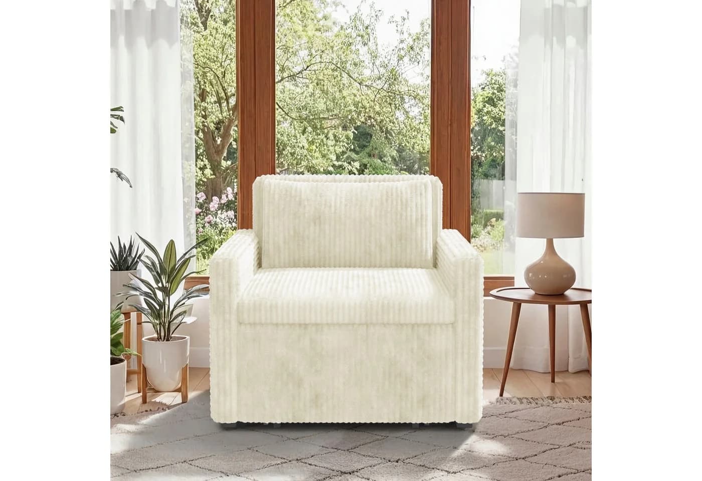 Bealife 3-in-1 Klappsessel Grau/Cremeweiß mit Seitentaschen