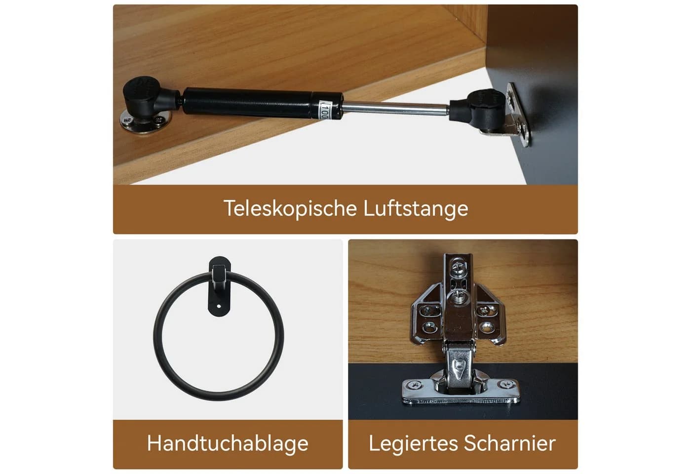 Puluomis Badezimmer-Set Waschbeckenunterschrank 60cm mit Waschbecken