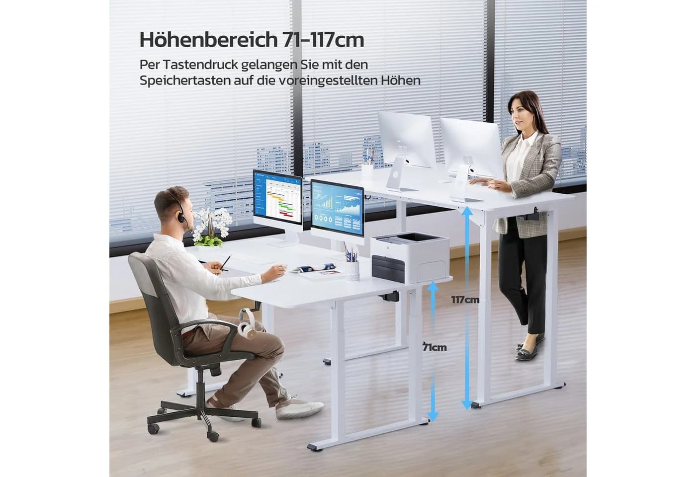 Dripex Eckschreibtisch Elektrisch Höhenverstellbar 180x110 L-Form