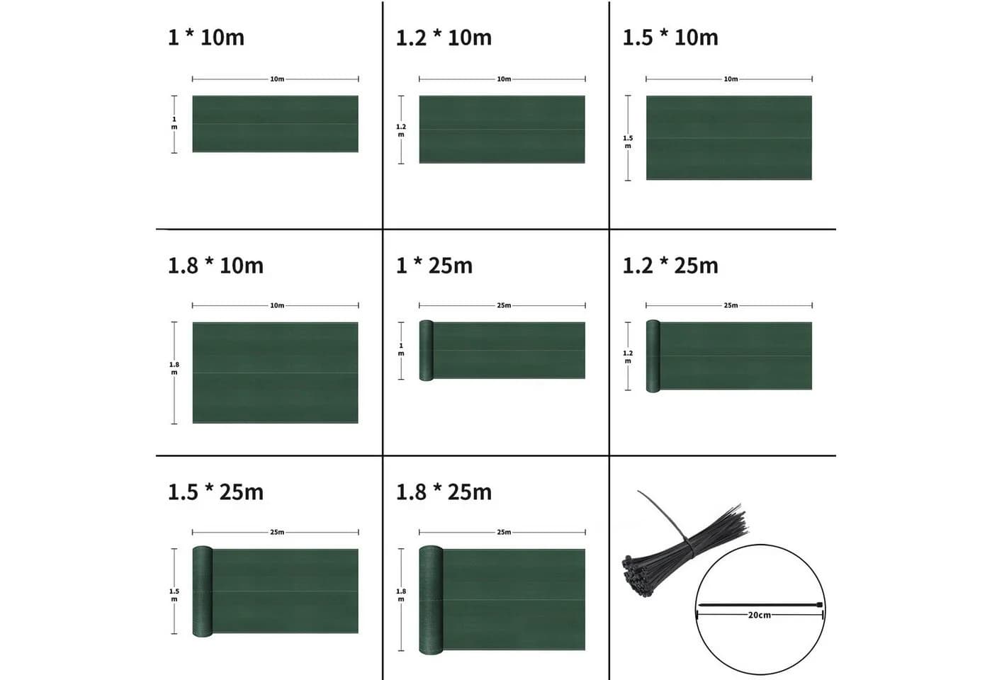 FIVMEN Balkonsichtschutz HDPE Dunkelgrün UV-stabilisiert