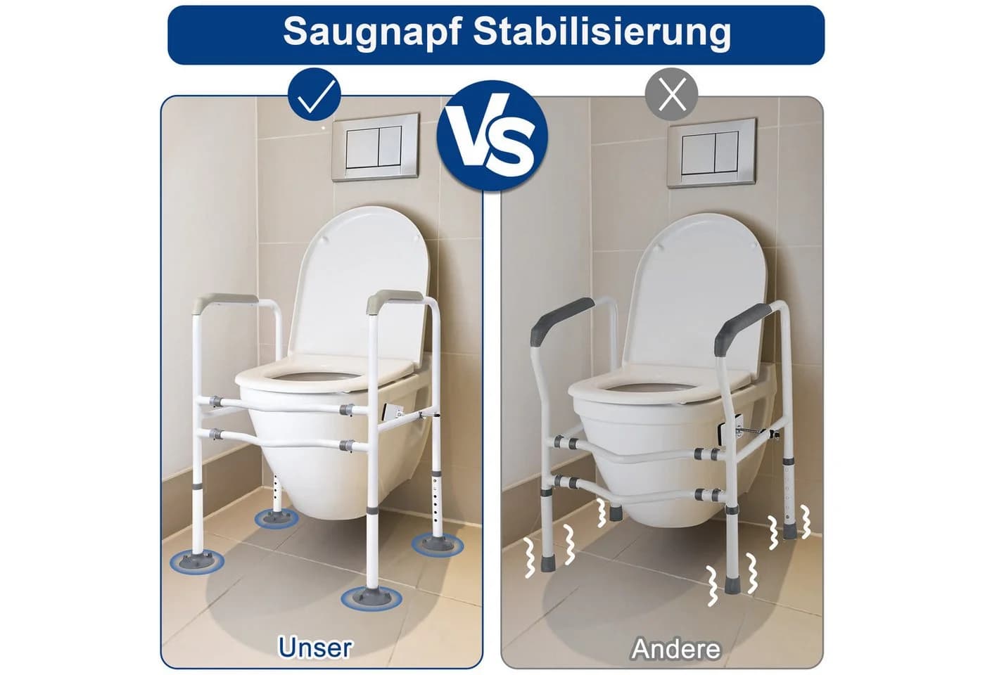 FIVMEN WC-Aufstehhilfe Weiß Stahl Ohne Bohren