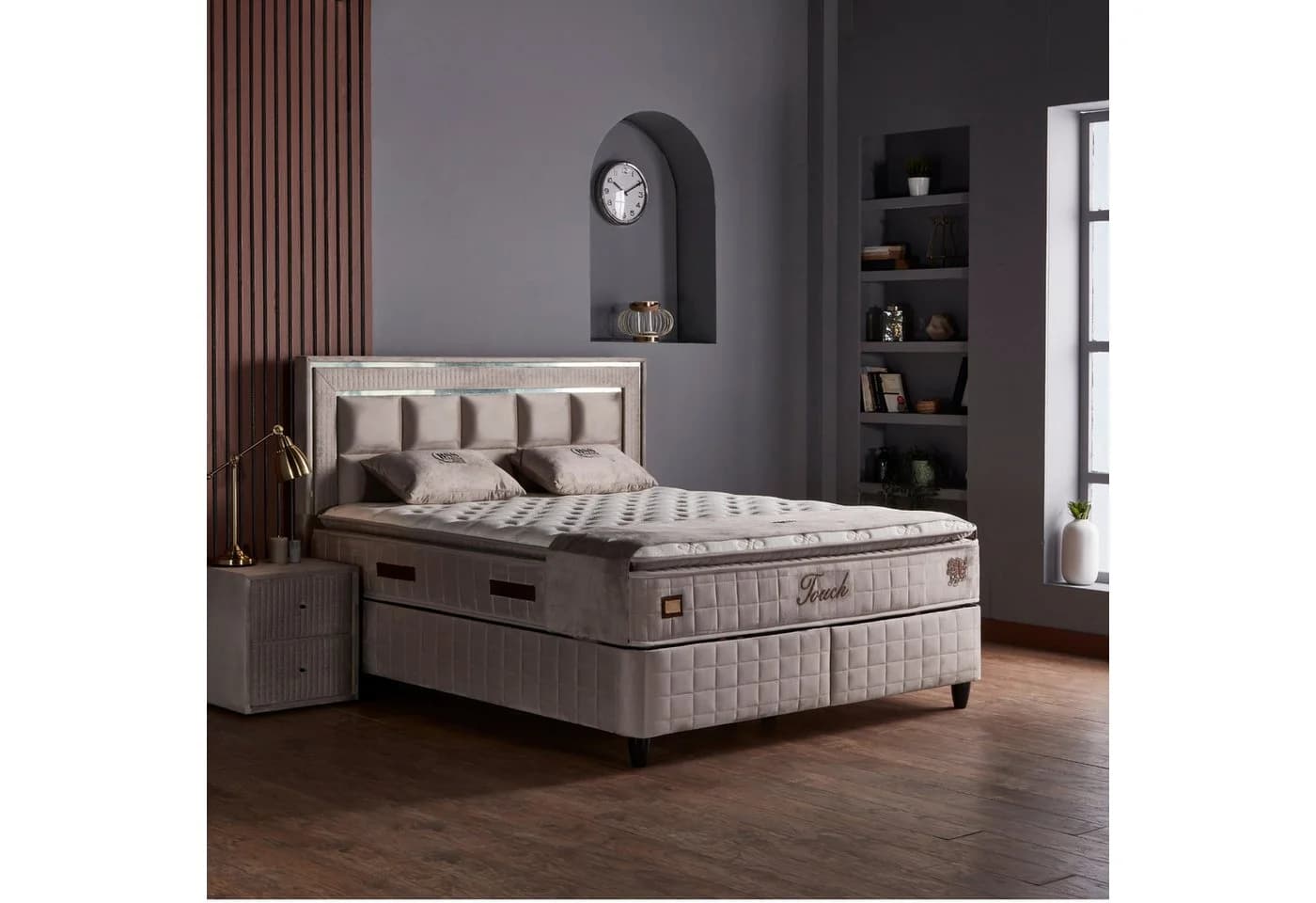 gowoll Boxspringbett Wooltouch Stauraumbett mit Matratze & Topper