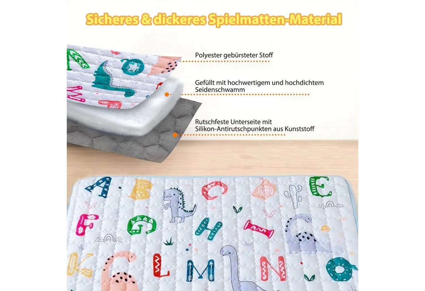 AIMAX Spielmatte Krabbelmatte Baby Faltbar Grün 1cm Polsterung