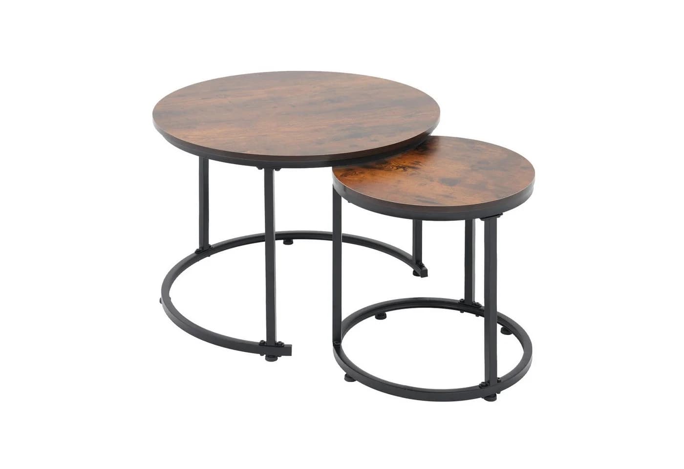 Vintage Couchtisch aus MDF und Stahl in Vintage-Braun und Schwarz