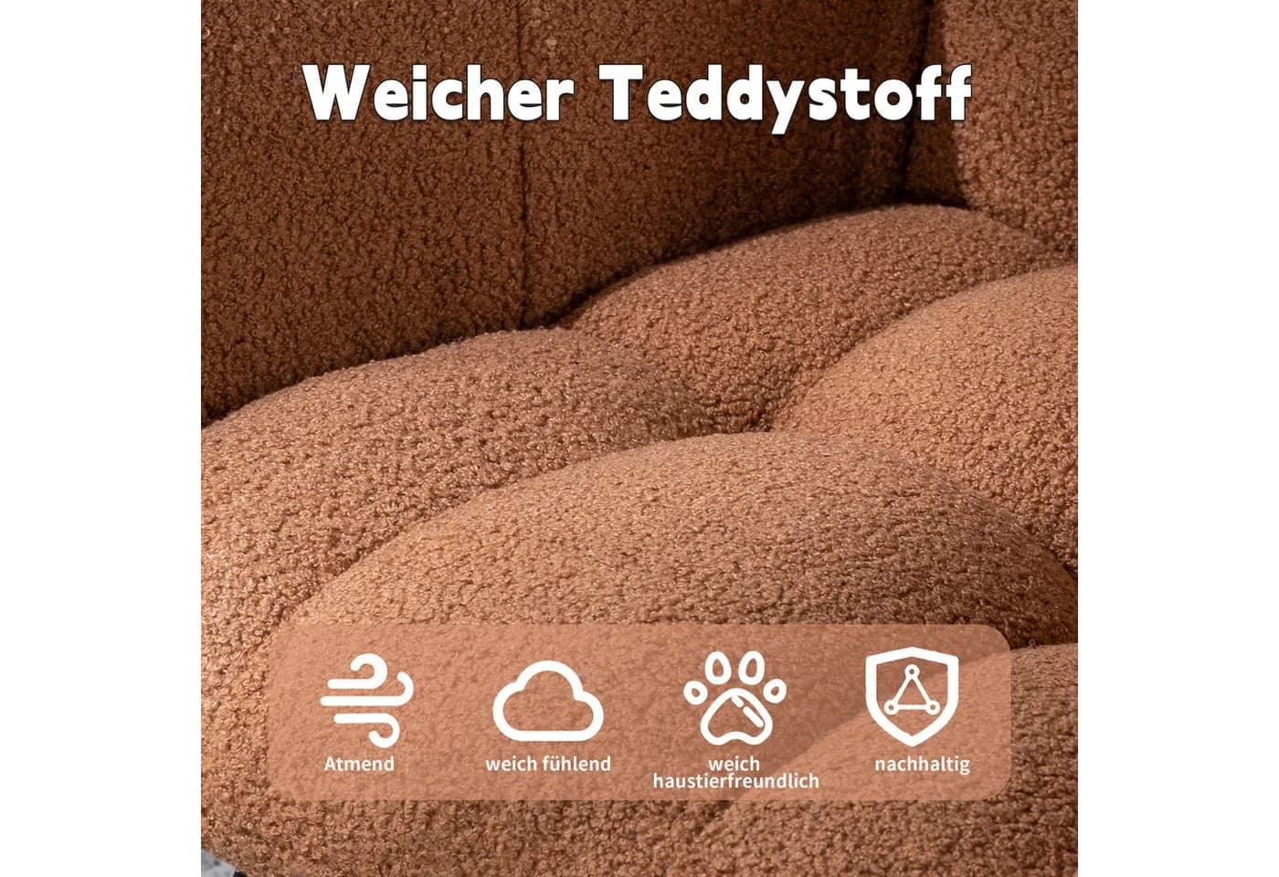 Vankel Schaukelstuhl mit Teddybezug und ergonomischem Design