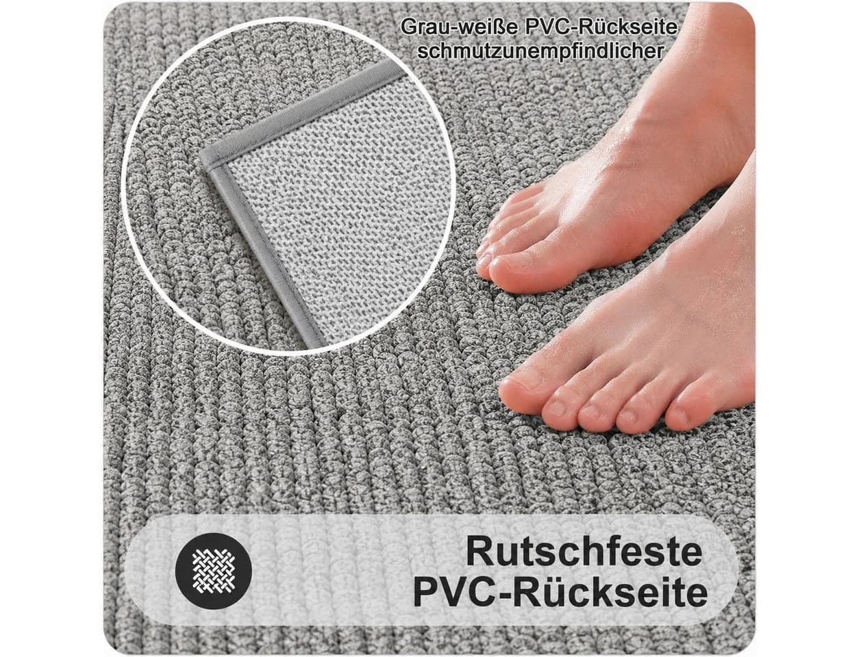 Forrlite Badematte Hellgrau Mikrofaser rutschfest saugstark