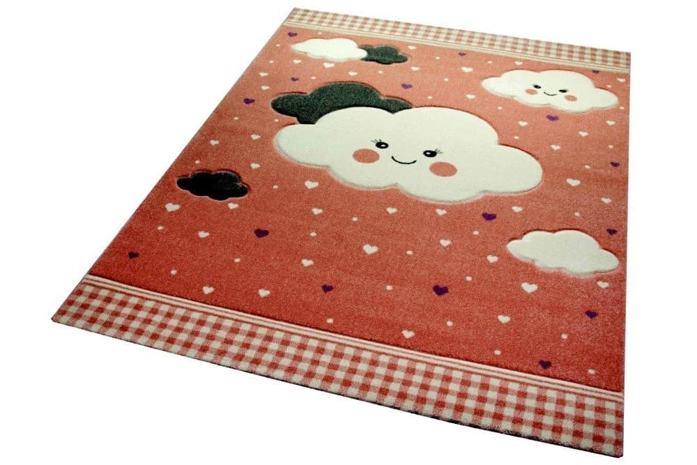 Carpetia Kinderteppich Wolken Rosa, Rechteckig, 13 mm