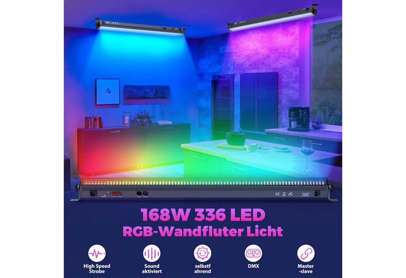 ZonQoonz Discolicht 168W Wandwasch-LED 336-teilig Schwarz