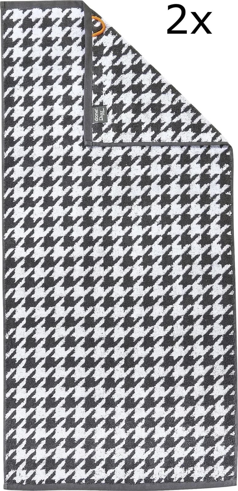 Handtuch Set DONE. "Daily Shapes Bird" Anthrazit/Weiß Jacquard-Walkfrottier