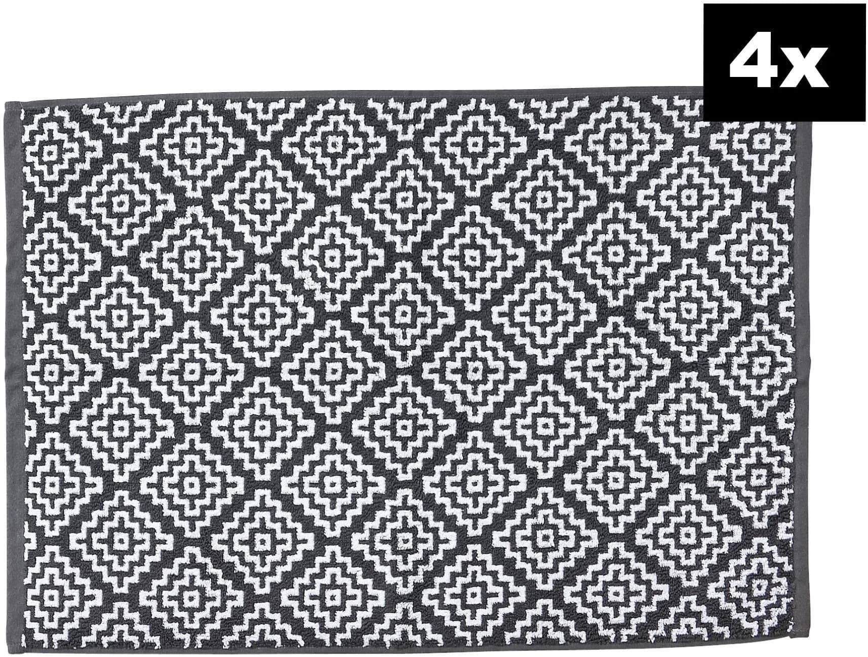 Badematte 4er-Set anthrazit Jacquardgewebt Baumwolle