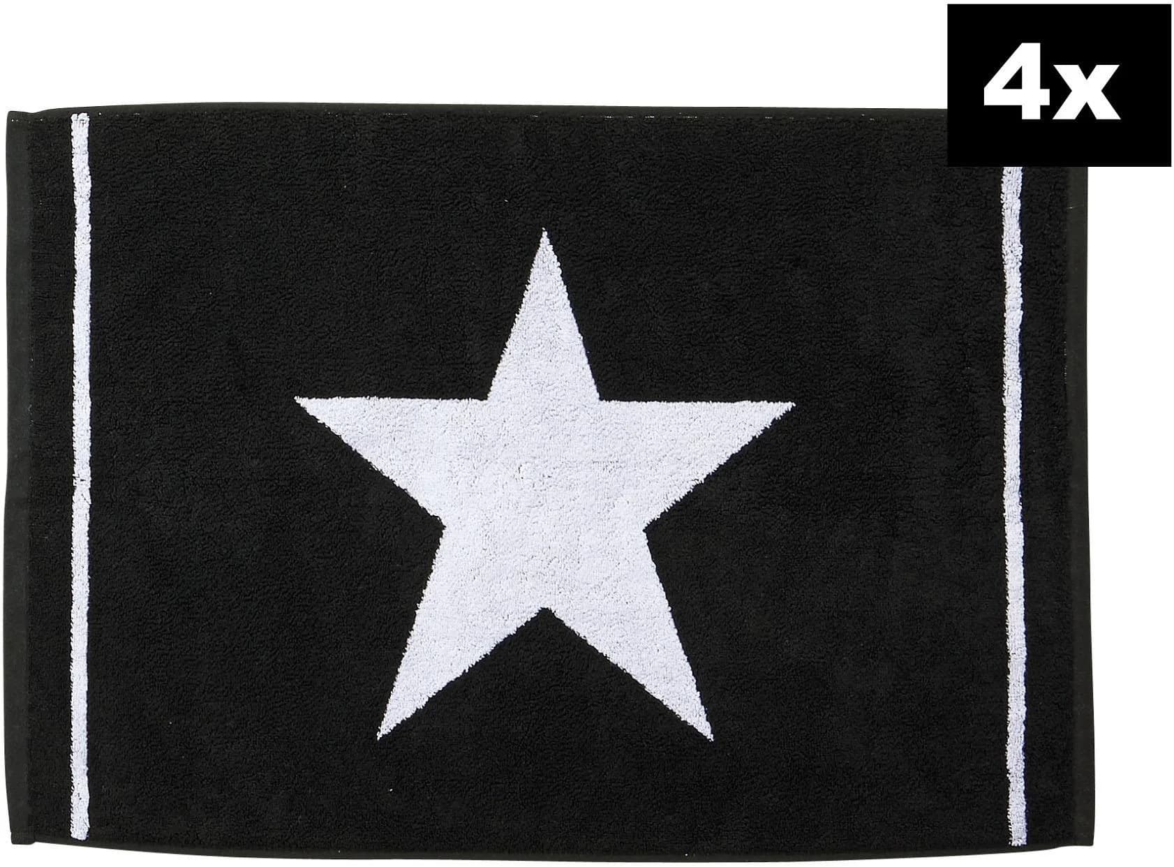 DONE. DAILY SHAPES Star 4er-Set Badvorleger Schwarz Baumwolle Jacquardgewebt