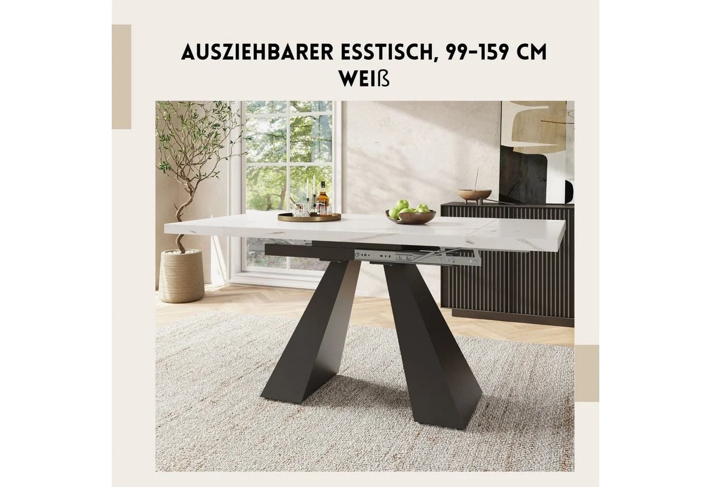SeedWave Ausziehbarer Esstisch Marmoroptik Modern