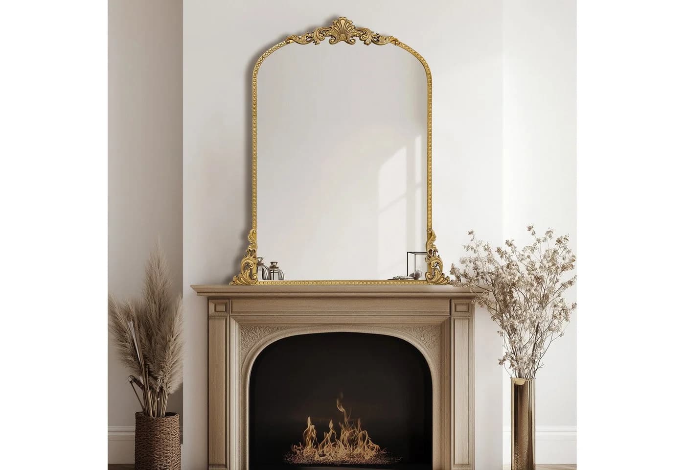 G-LEAF Wandspiegel Barockstil Vintage-Gold 90x60 cm