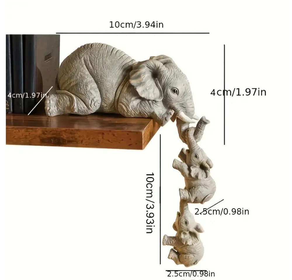 MOPUEA Elefanten Deko Figur Set 3-tlg. Kunstharz