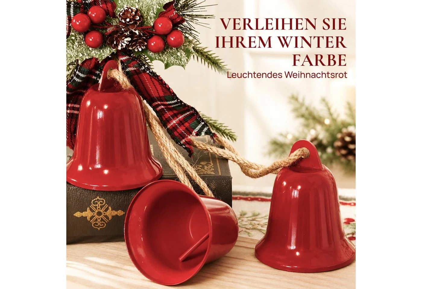 Quntis Dekohänger Weihnachtsglöckchen Rot Eisen Vintage