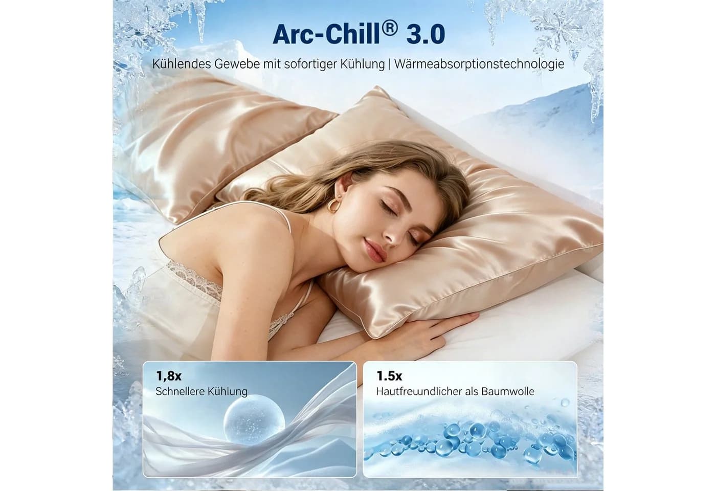 Elegear Kühlender Kissenbezug mit Arc-Chill 3.0 Technologie Grau