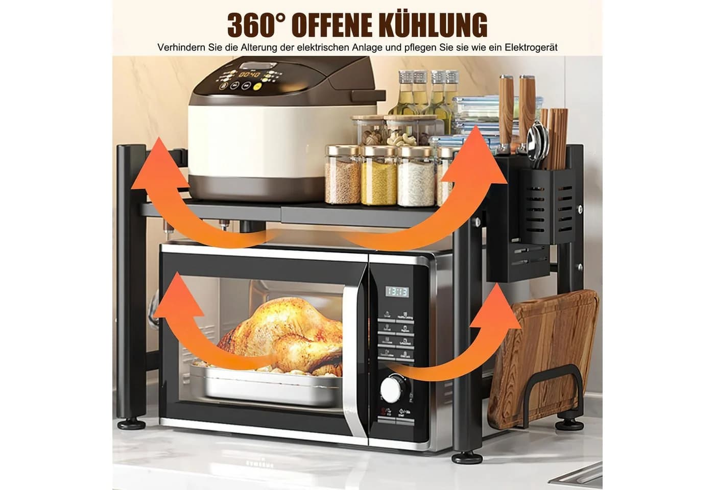 SURFOU Küchenregal 2-Stufig 40-64 cm Kohlenstoffstahl