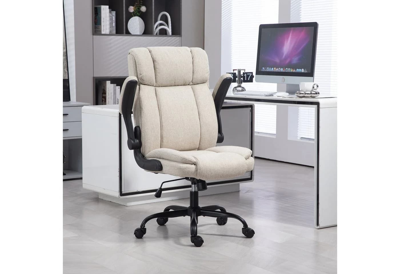 LIYURUI Bürostuhl Ergonomischer 150kg Belastbarkeit Chefsessel Beige