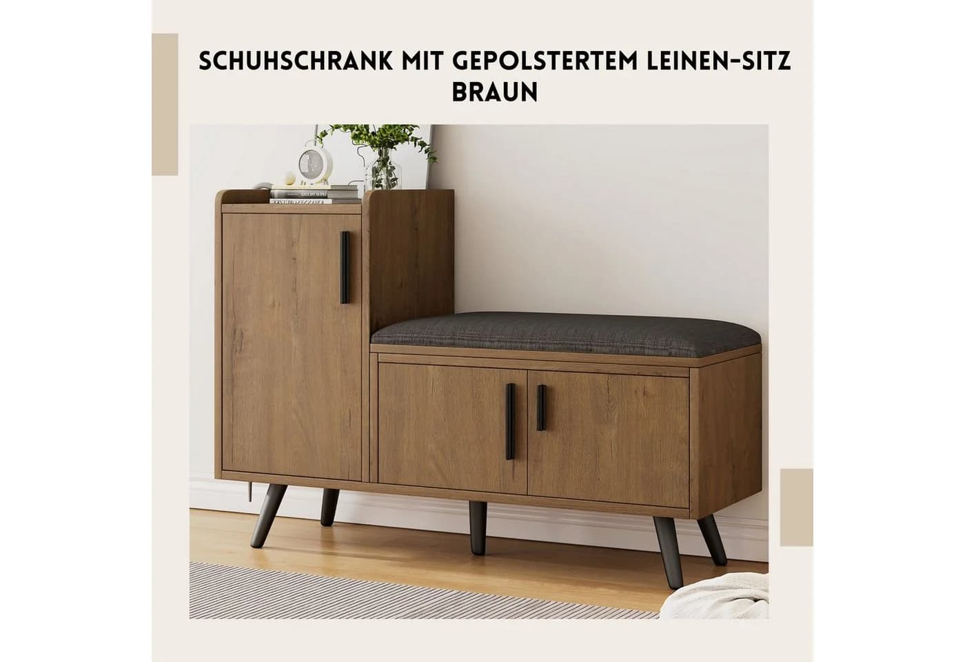 SeedWave Schuhschrank mit Sitzbank Braun Leinen