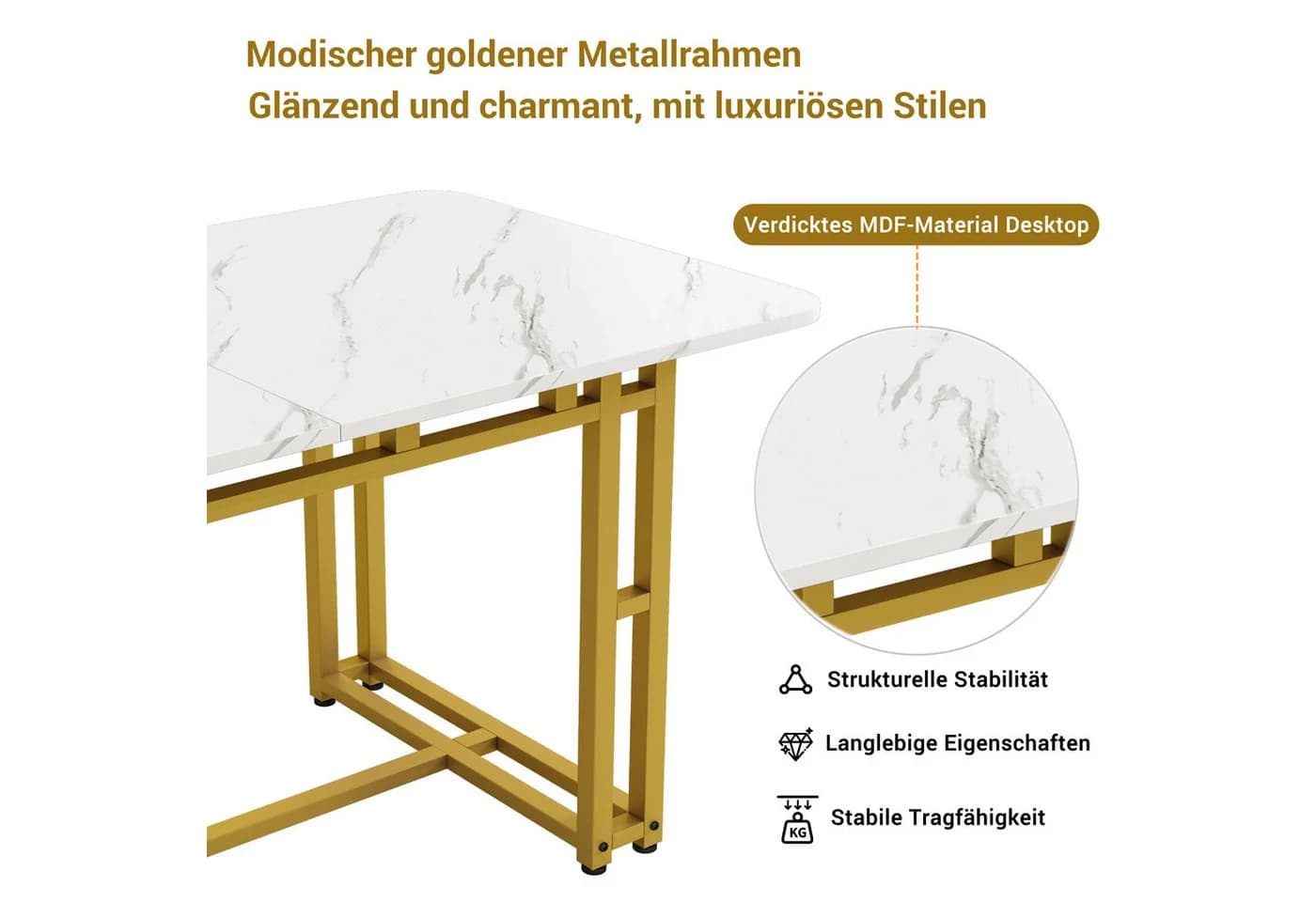 Luxuriöser Moderner Esstisch aus Metall und MDF