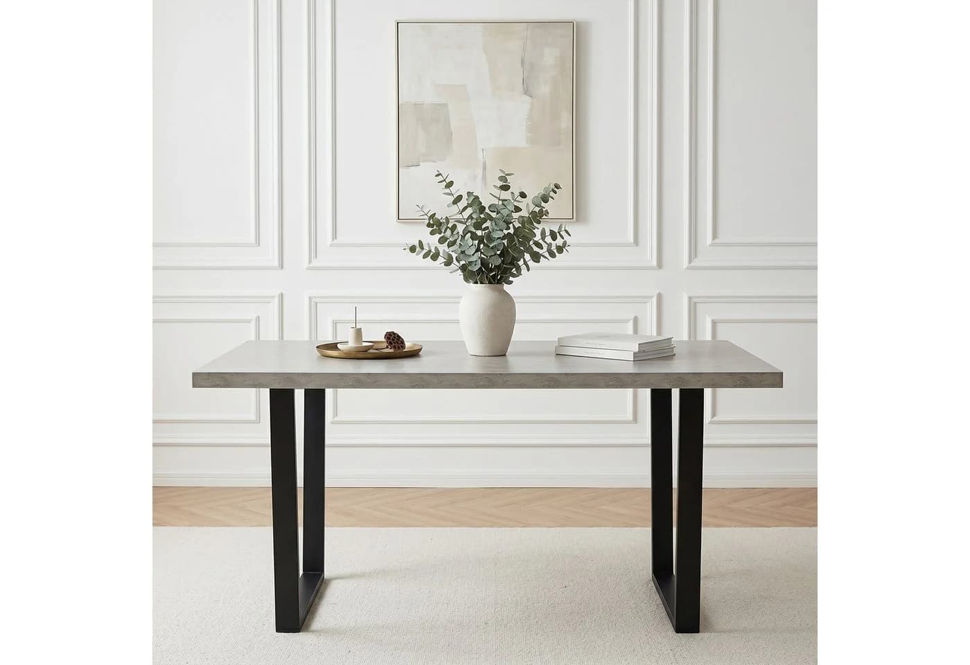 Jiexi Esstisch 110x70cm rechteckig MDF-Platte mit U-Metallgestell