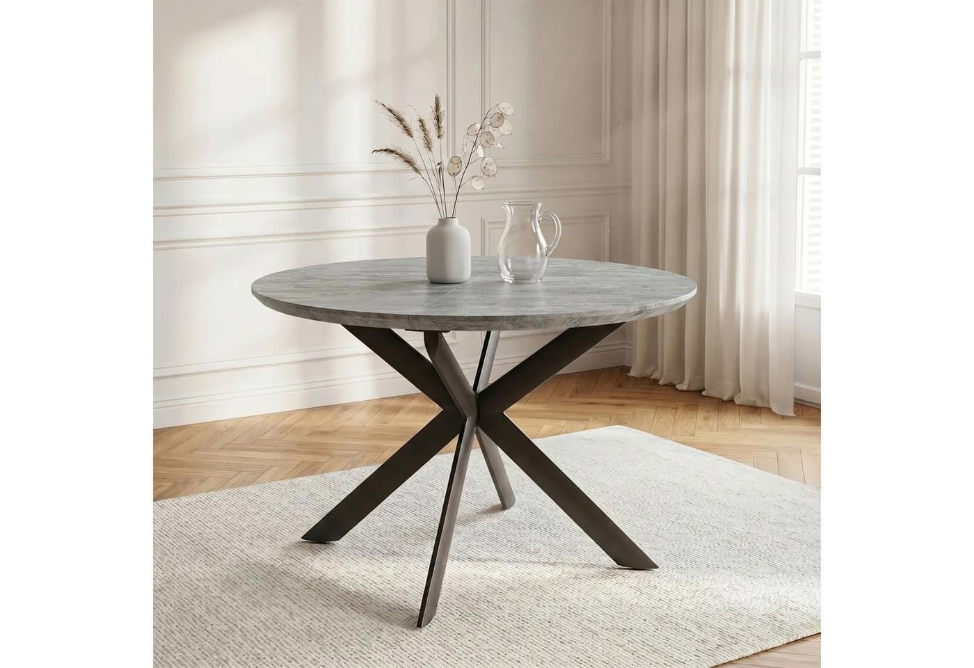 Jiexi Ausziehbarer Esstisch Rund/Oval Grau MDF