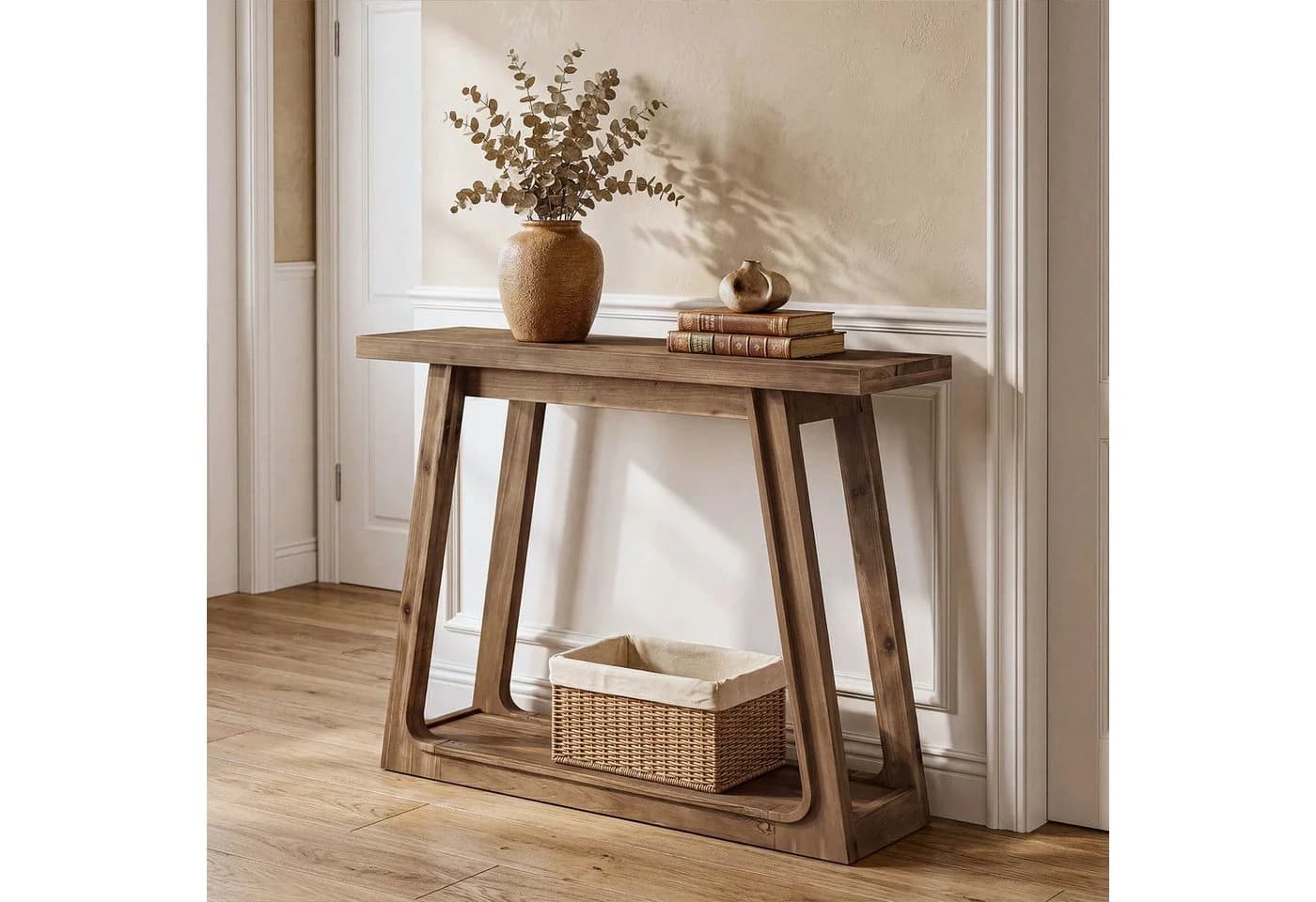 Tribesigns Konsolentisch Massivholz Braun Landhausstil