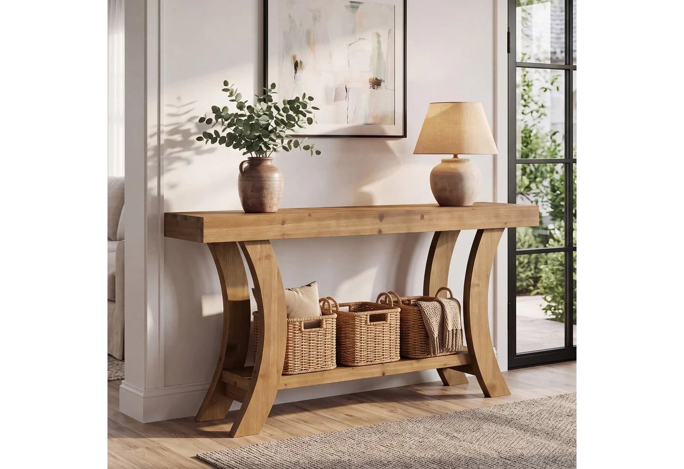 Tribesigns Konsolentisch 160cm Massivholz Rustikal