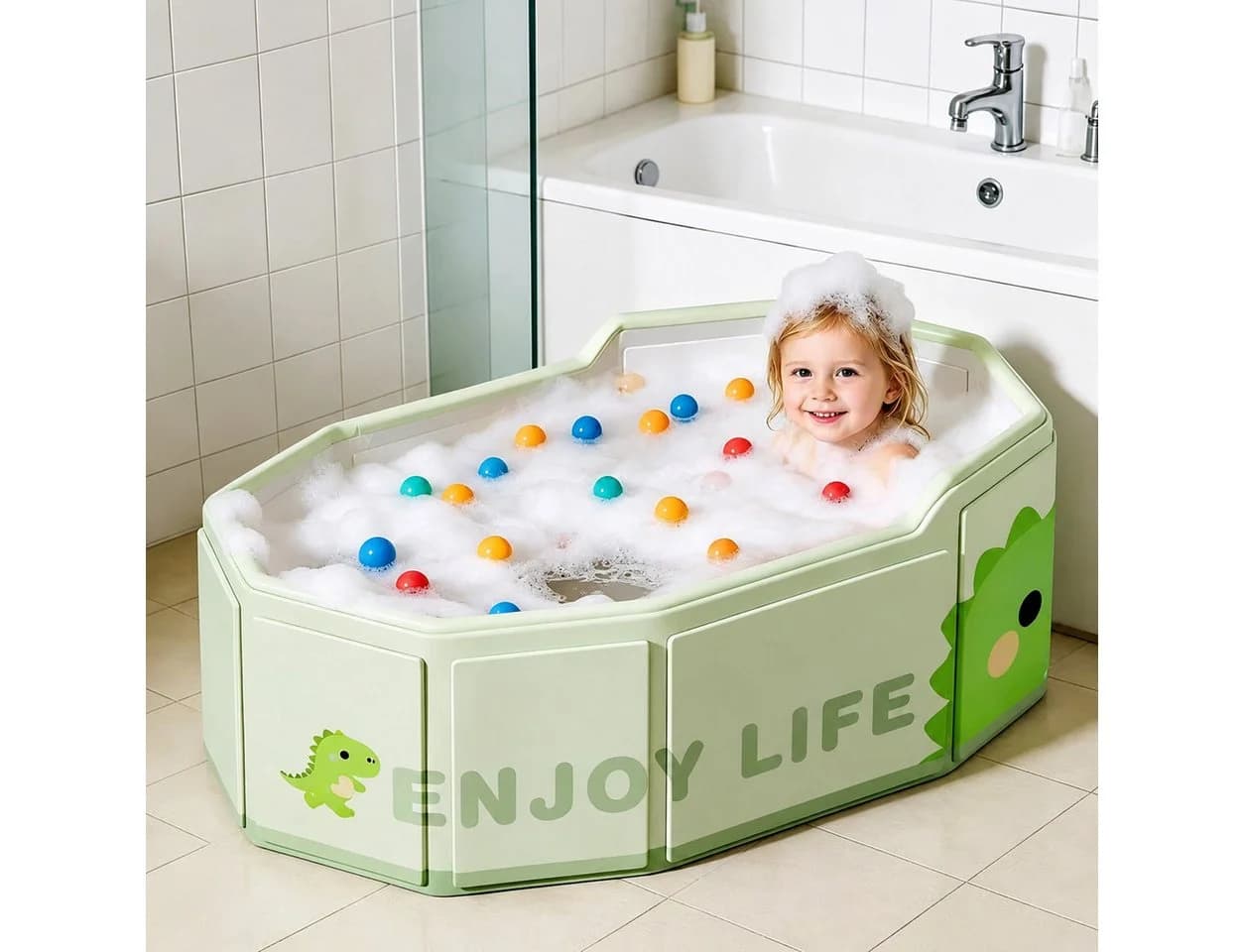 Toomoke Faltbare Babybadewanne Grün BPA-frei Rutschfest