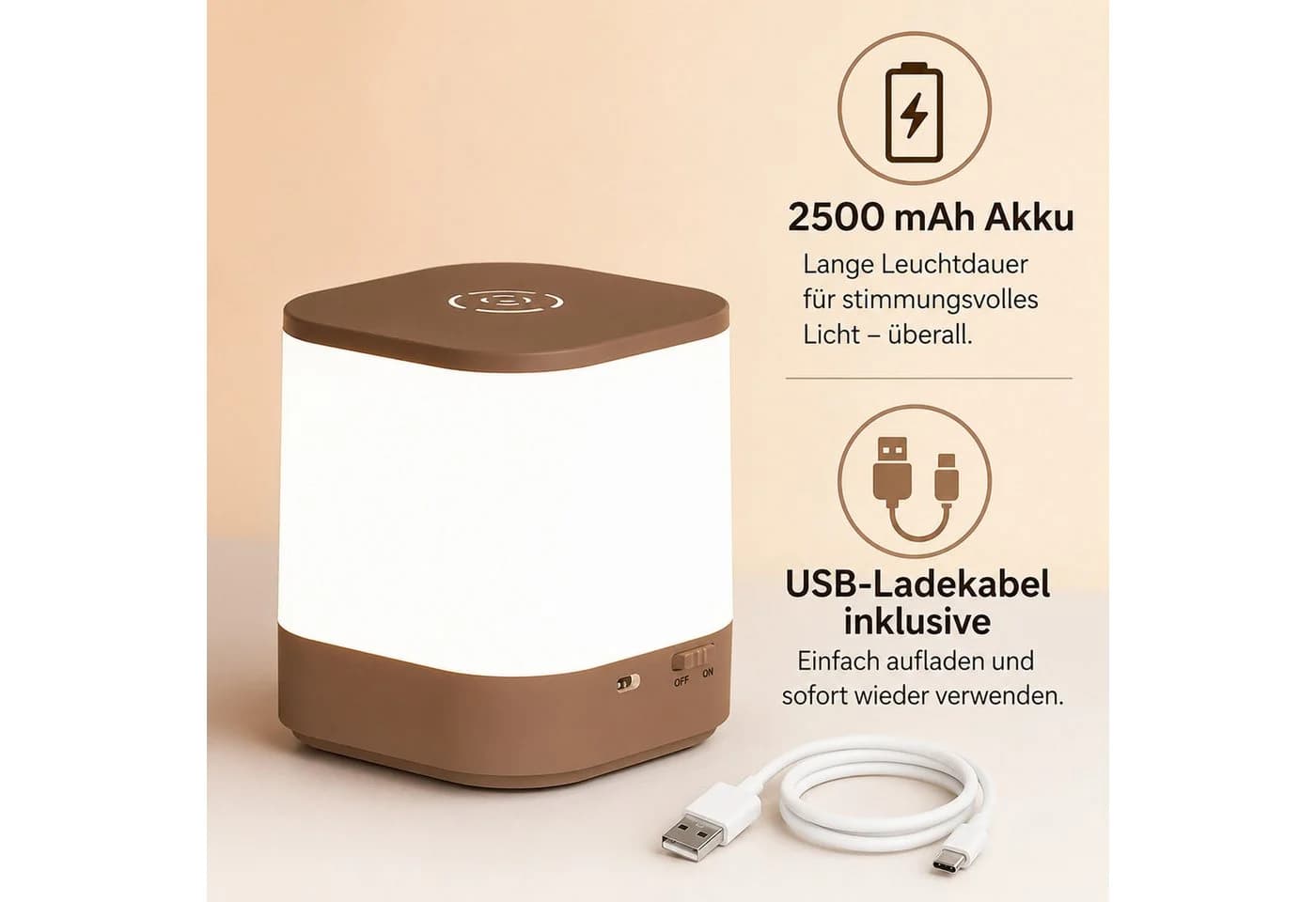 Vornix LED Nachtlicht Tischlampe Weiß Touch & Fernbedienung Dimmbar