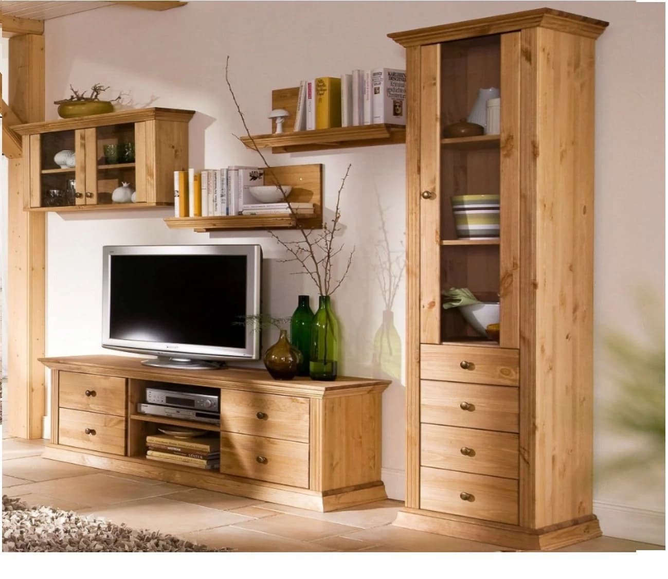 Clever-Moebel Hängevitrine Kiefernholz Landhausstil 88x22x45 cm