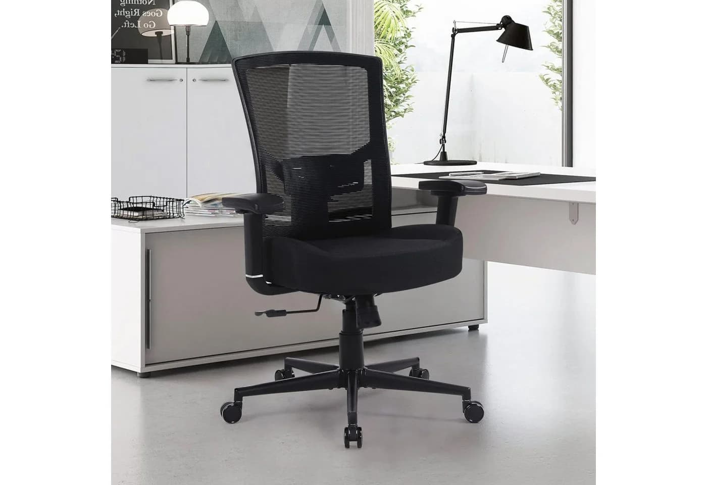 SeedWave Bürostuhl Ergonomisch 200kg Schwarz mit Lordosenstütze