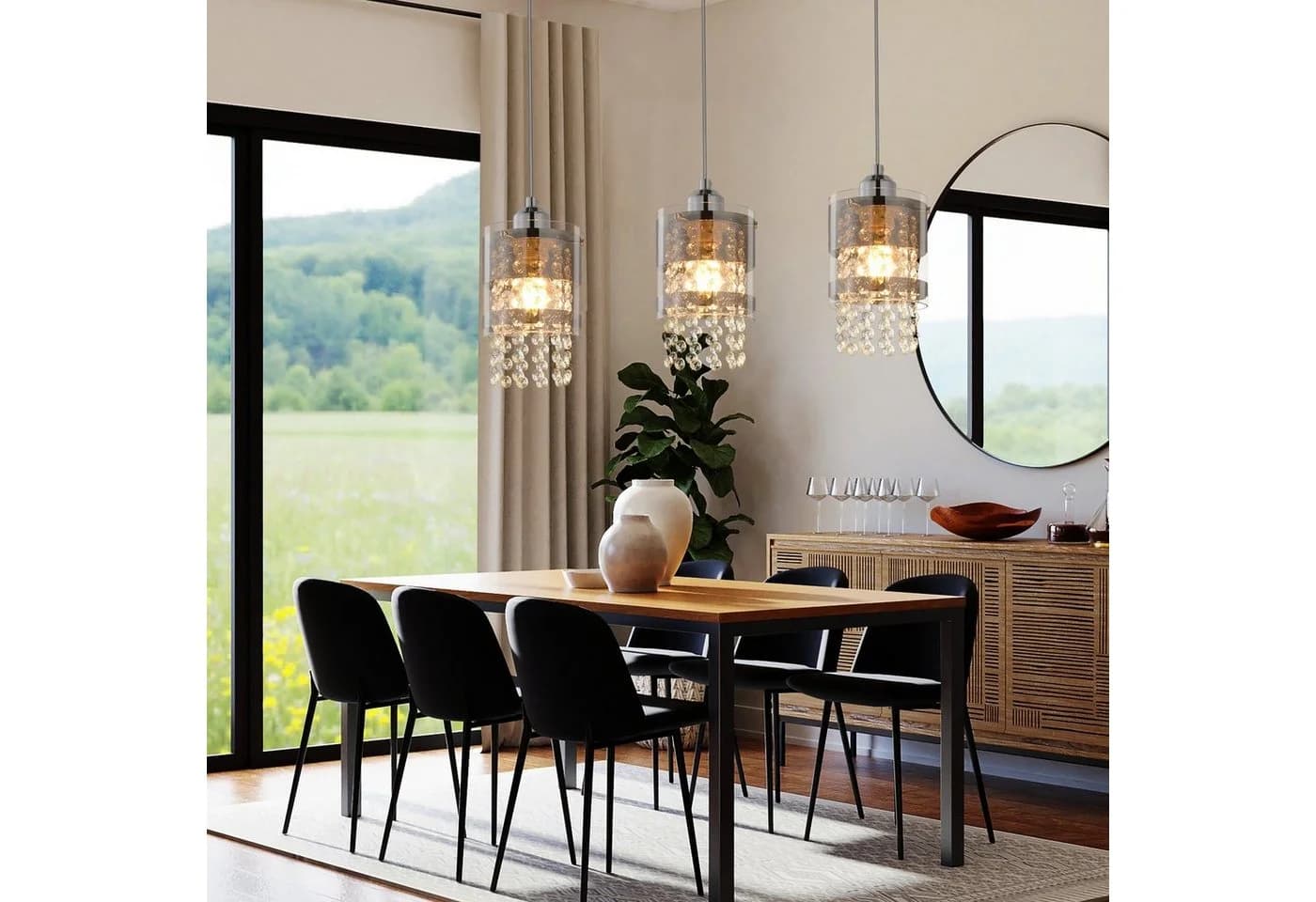 Nettlife Pendelleuchte Kristall 3 Flammig E27 150cm