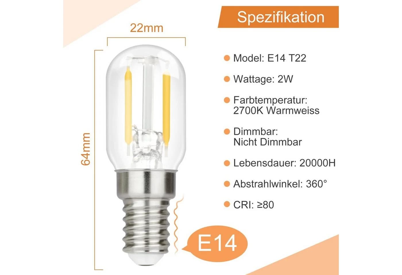 Vintage Retro LED-Leuchtmittel Warmweiß/Kaltweiß 4x12x4cm