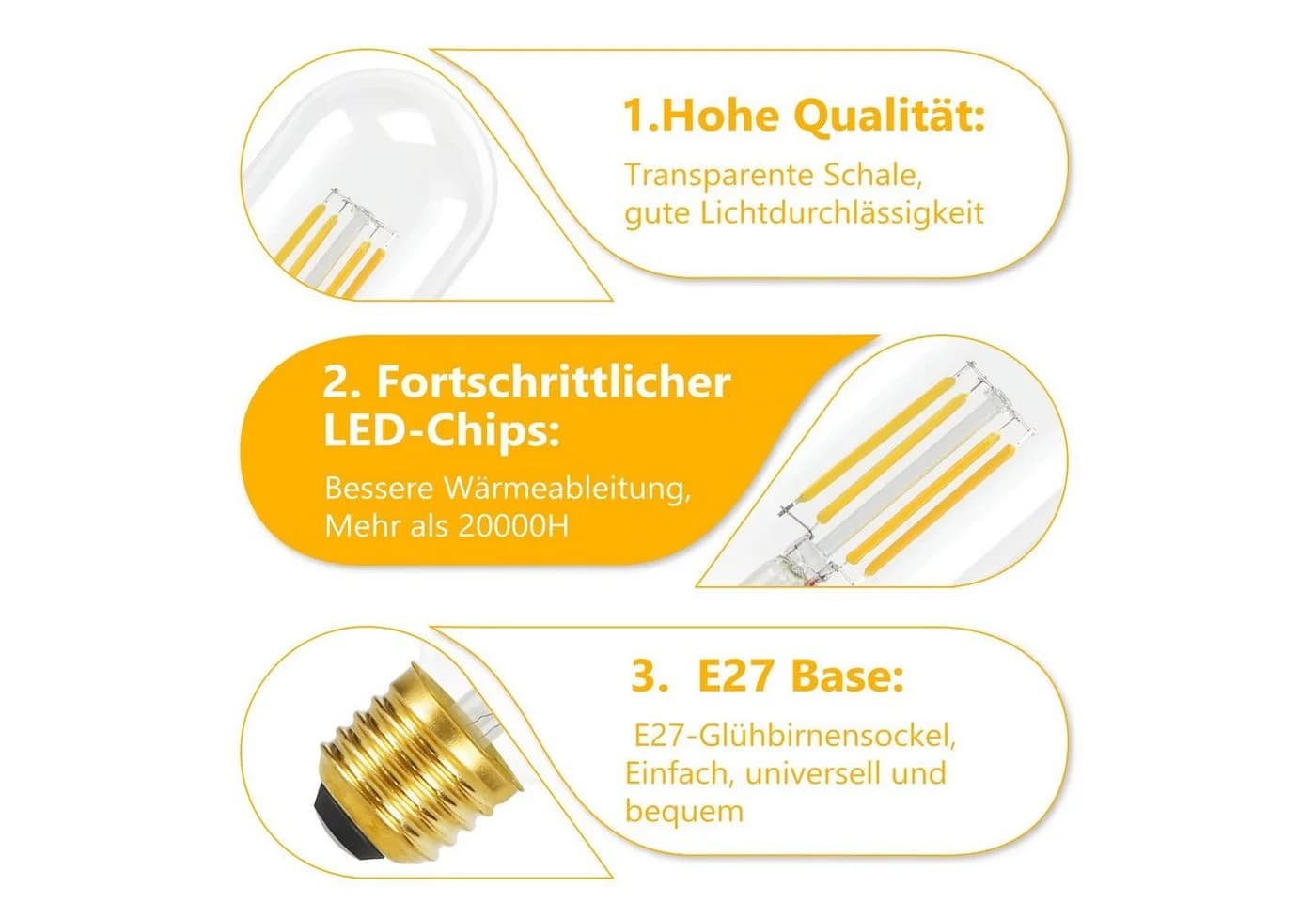 ZMH LED-Leuchtmittel Vintage 4W 2700K Warmweiß 4 Stk.