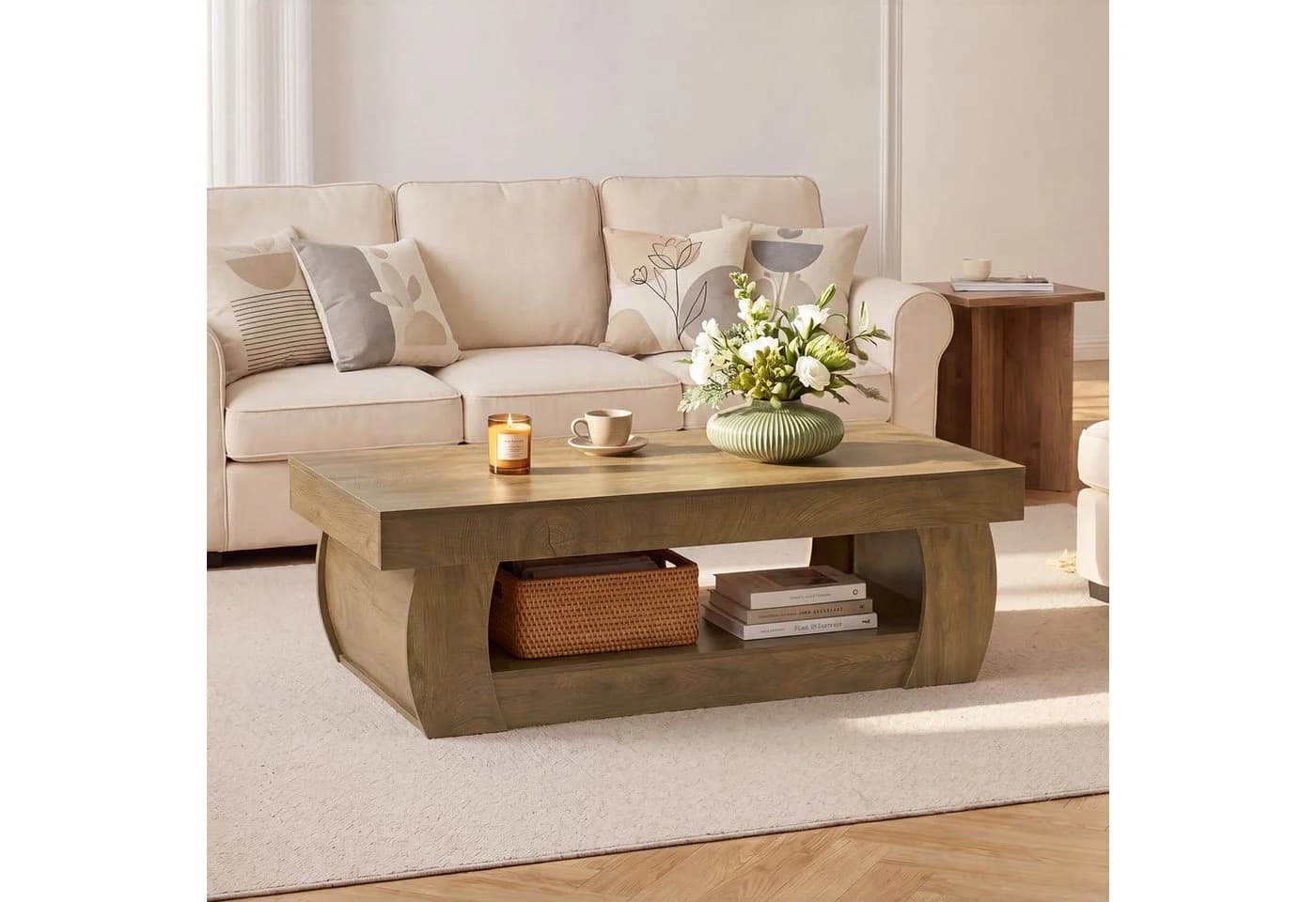 Tribesigns Couchtisch 140 cm Rustikal Braun Holz