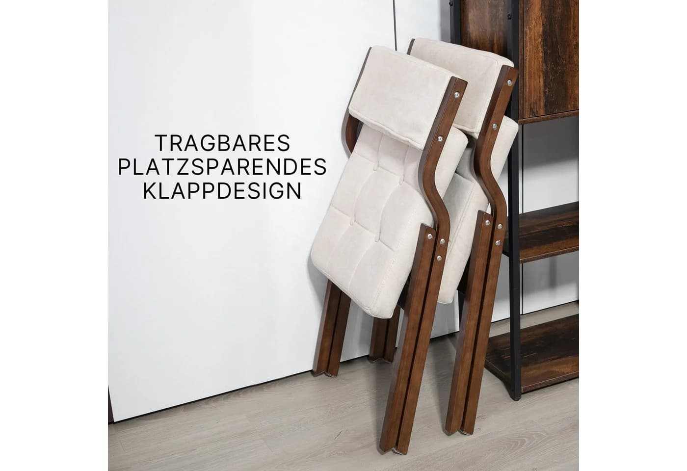 SeedWave Esszimmerstuhl 2er Set Klappstuhl Beige Gepolstert