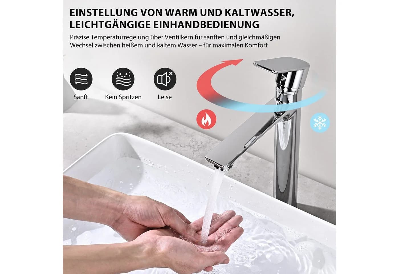 HOMELODY Waschtischarmatur Einhebelmischer Chrom 3/8 Anschluss