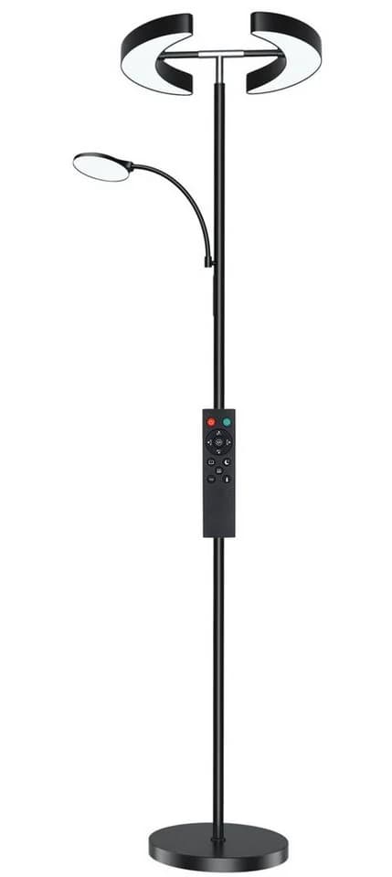 Lujasi LED Stehlampe Schwarz mit Fernbedienung und Leselicht