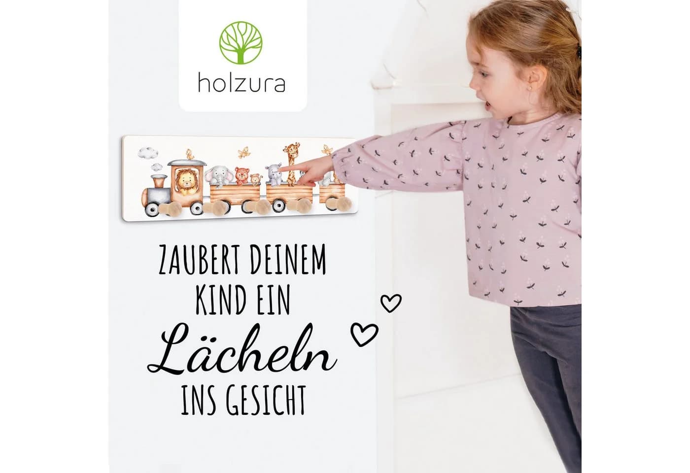 Holzura Kindergarderobe Garderobenleiste Weiß