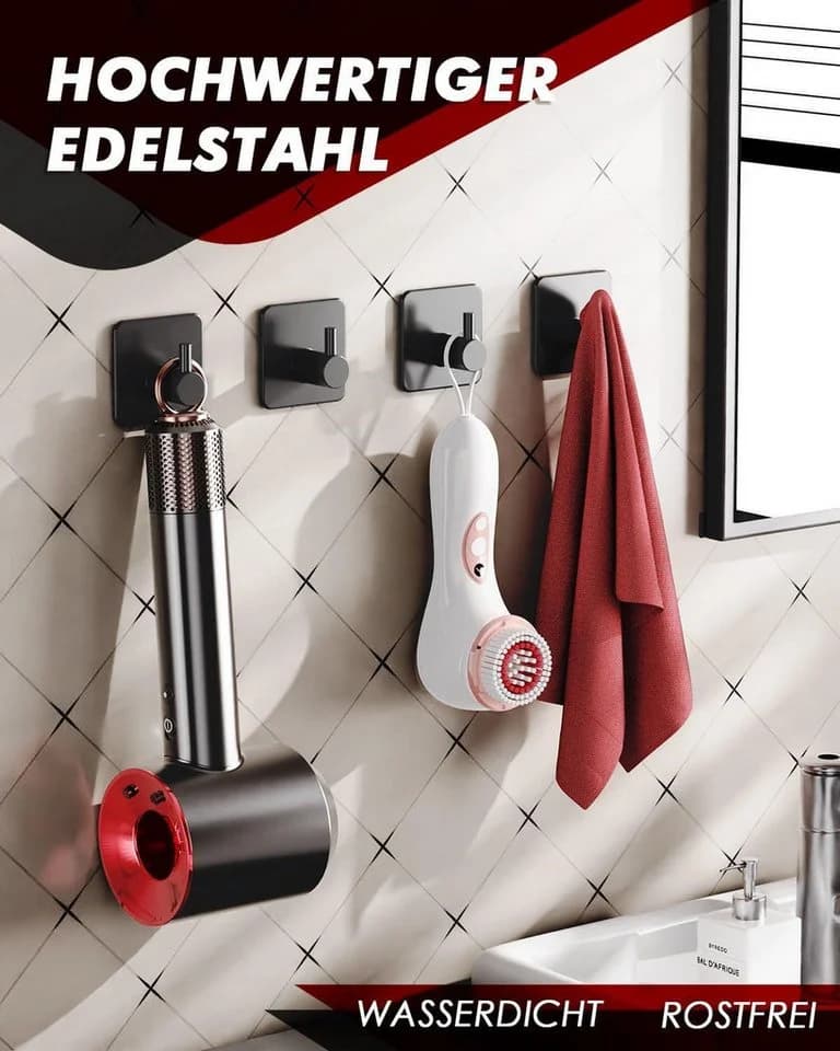 Refined Living Handtuchhaken 10er Set Selbstklebend Edelstahl