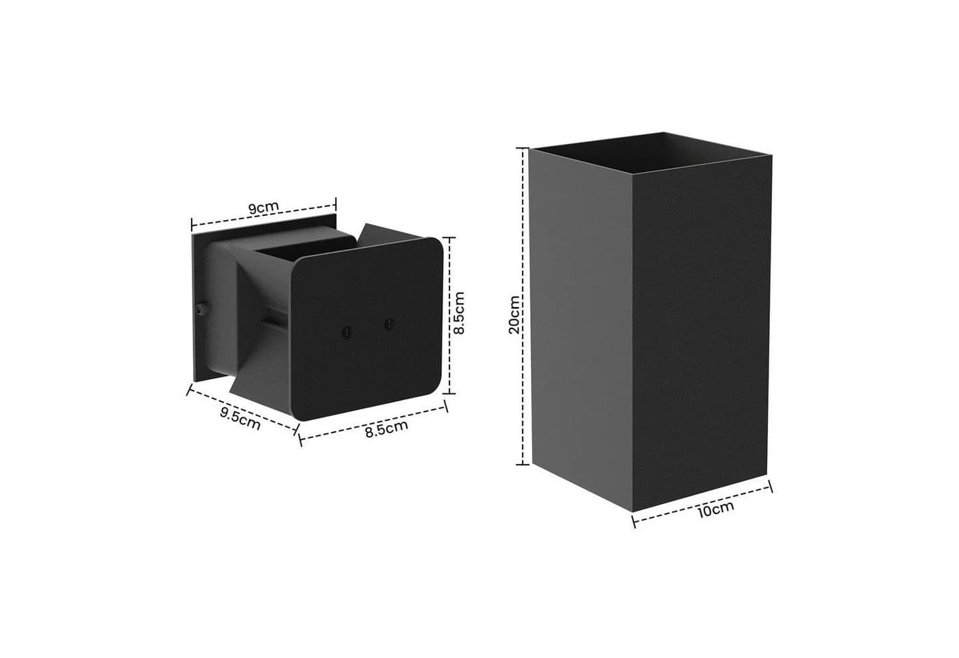 ZMH LED Außen-Wandleuchte Modern Schwarz Metall