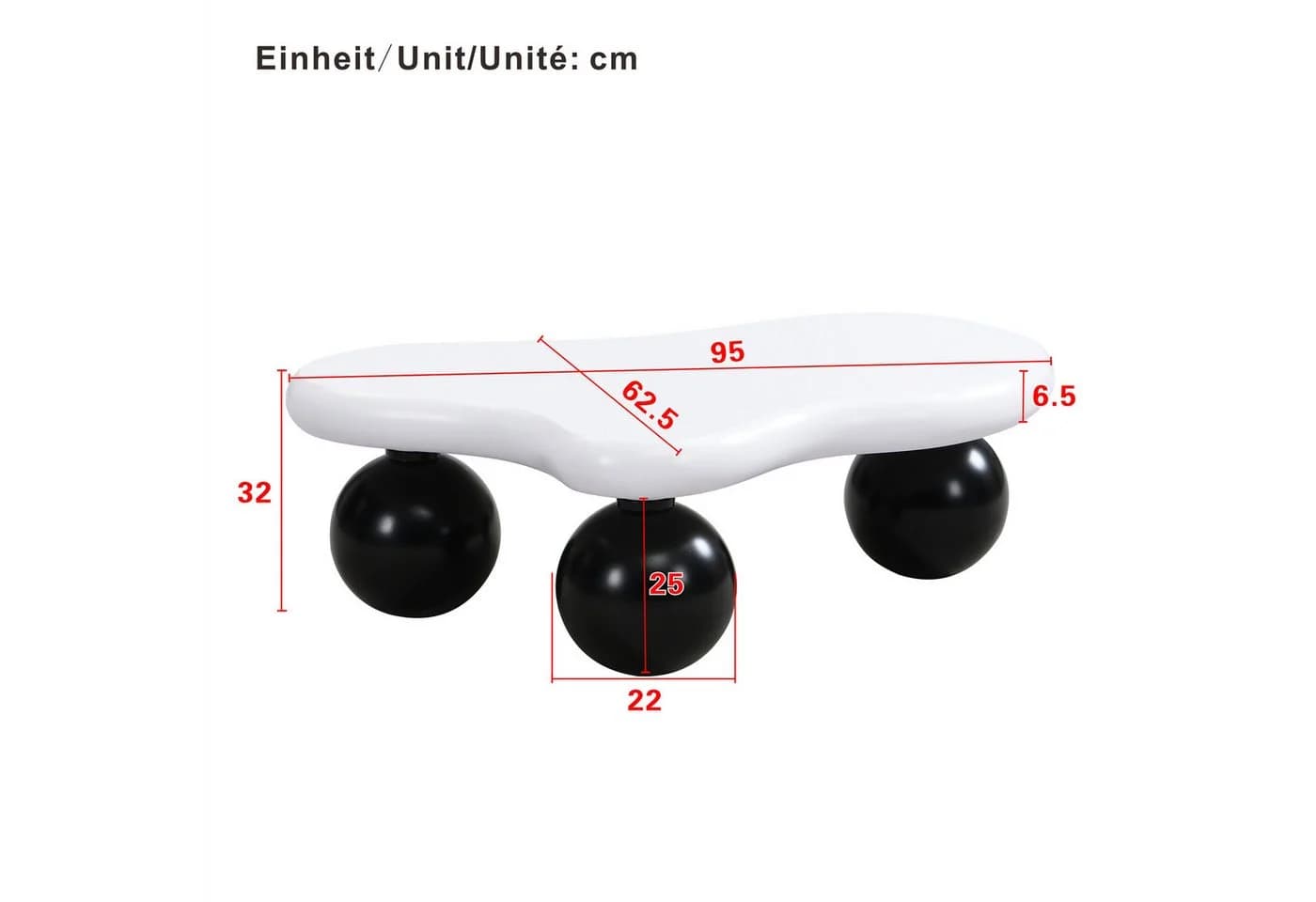 Ulife Couchtisch Wolkenform LED-Beleuchtung 16 Farben