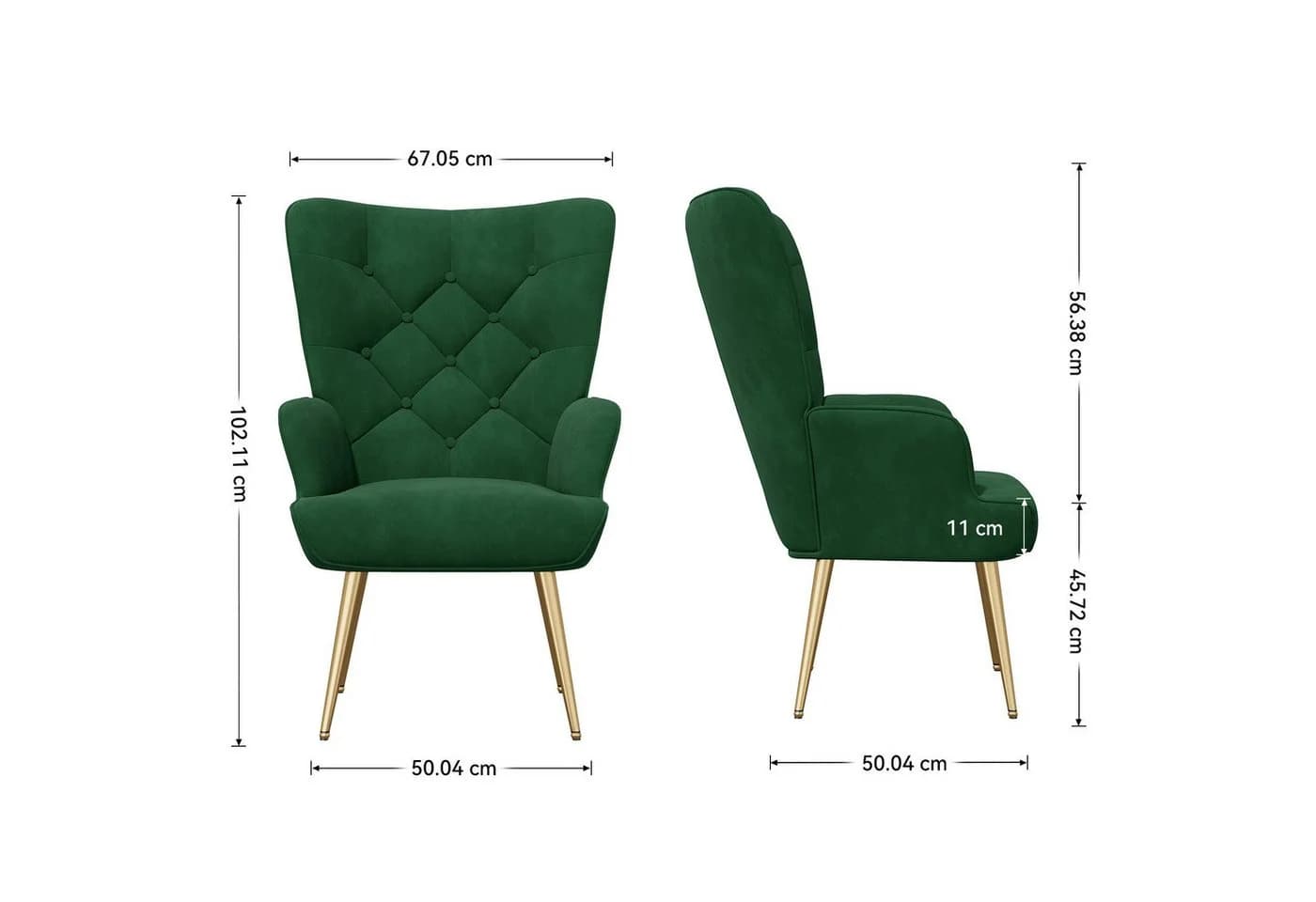 HawthyHome Polsterstuhl Grün Retro-Sessel