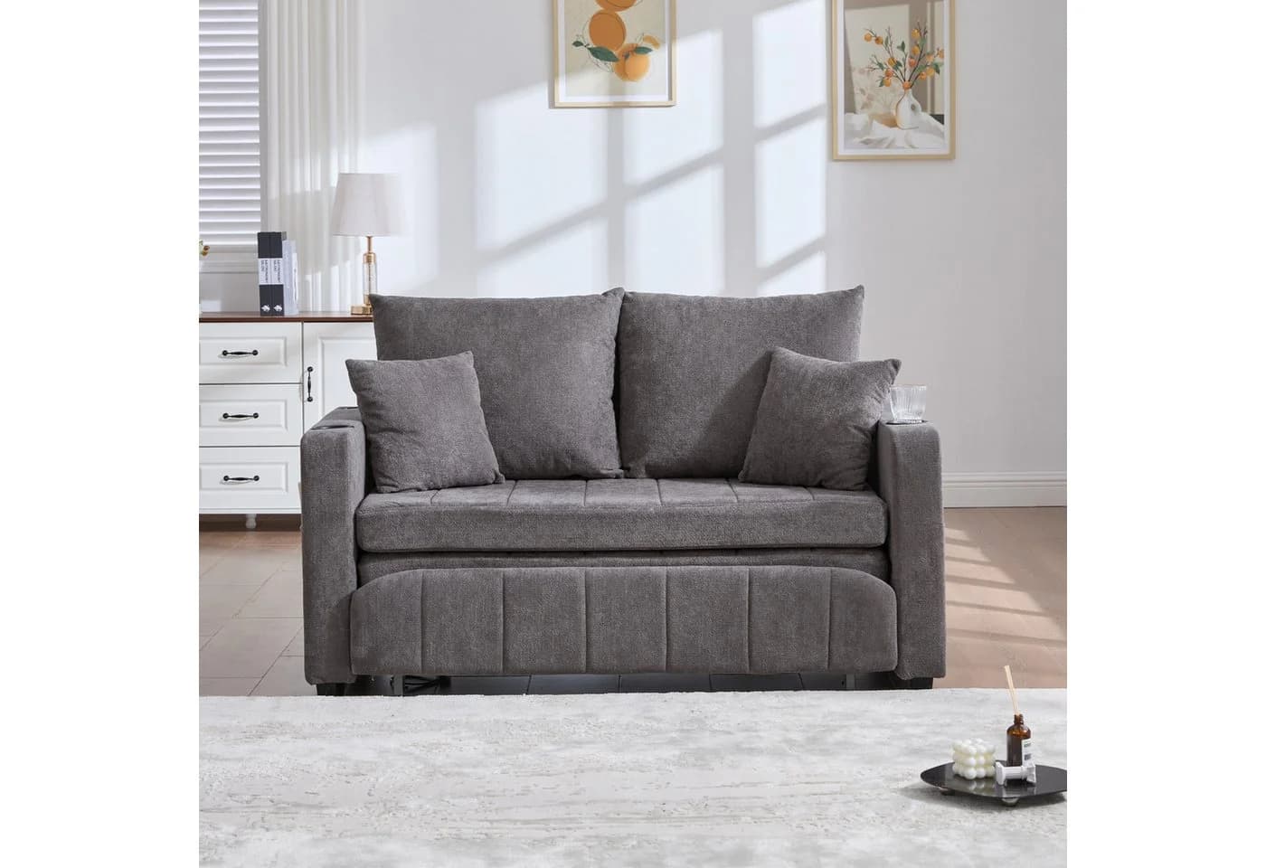 TavilaEcon Schlafsofa mit USB-Ladefunktion und Stauraum Grau