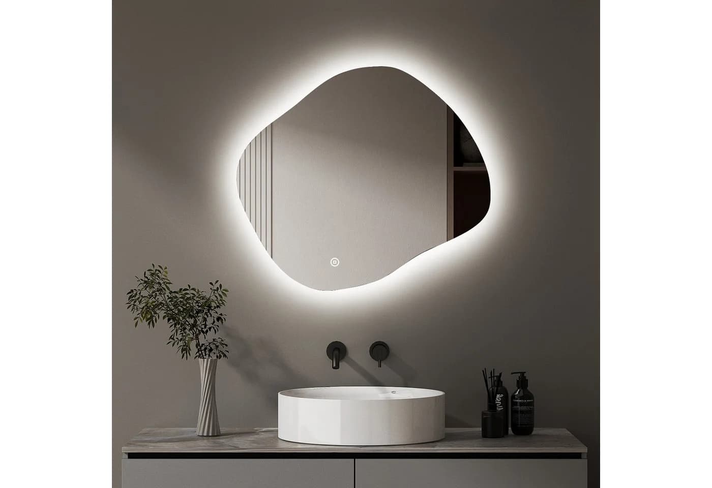 WDWRITTI Badspiegel mit LED-Beleuchtung 3000K/4000K/6500K IP44